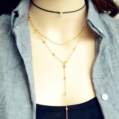 2018 New fashion Long Necklace trendy jewelry moon multi layer necklace Exo Boho Csgo Necklace Women