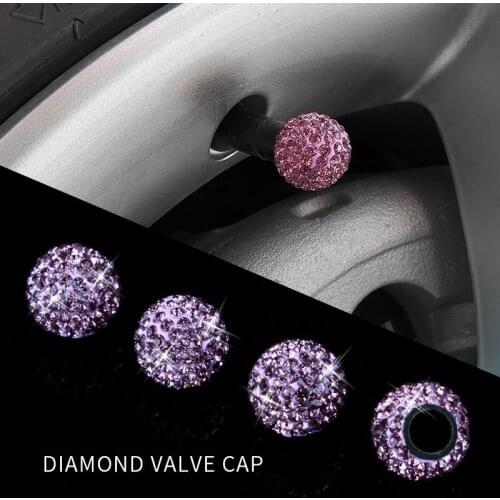 4pcs / set Car Cap Tire Air sealing cap Spherical wheel design mixed color diamond crystal tire valve and crystal cap