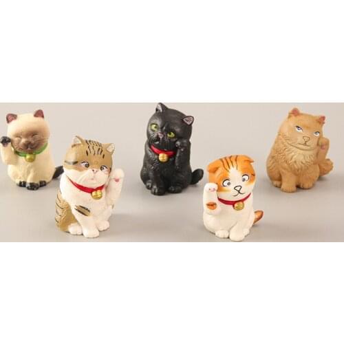 5 pcs Toy Lucky Cat Figure Cartoon Kitten Capsule Toy Mini-Landscape Decoration Home Decoration Welcome Gift