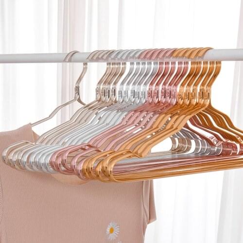 5PCS Metal Clothes Rack Aluminum Alloy Thicker Hangers Anti-slip Seamless Drying Hanger Closet Organizer Anti-rust Clothes Rack