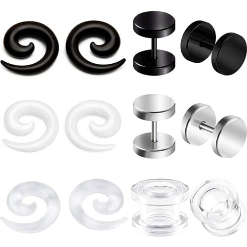 6 Pairs 8G-12mm Acrylic Spiral Snail Ear Tapers Plugs Stud Earrings Lobe Ear Expander Stretching Earlobe Piercing Jewelry