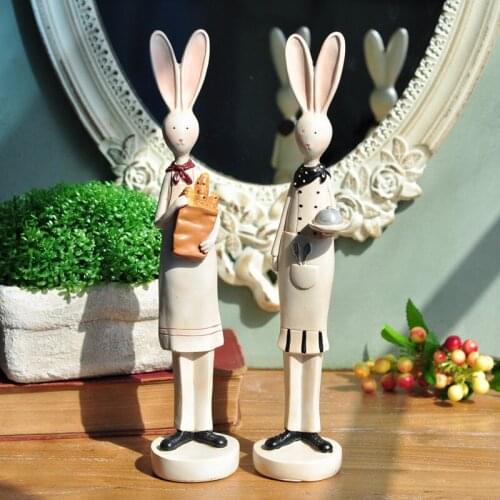 American Retro Resin Chef Couple Rabbit Creative Wedding Wine Cabinet Decoration Home Furnishings Gift Wholesale