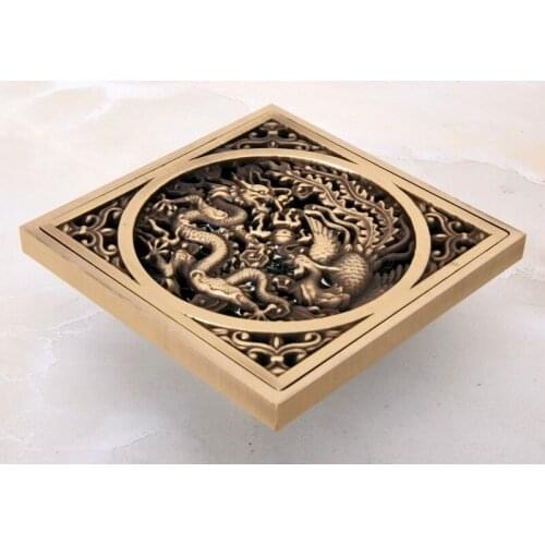 Antique Brass Floor Drain Bathroom Shower Square Drain Strainer Whr043