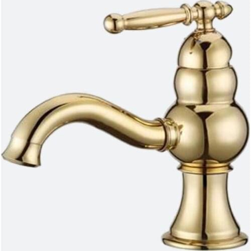 Real Snyder antique antique copper basin taps whole basin faucet hot and cold faucet hole Tyrant Gold Series