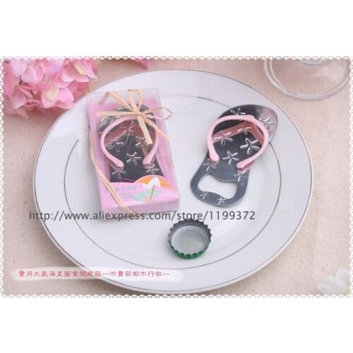 DHL Free 50pcs Beach theme Flip flop wine bottle opener with starfish wedding favor gift bridal shower guest gift blue pink