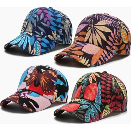 Hot Sale New Fashion Leaf Butterfly Print Face Cap Hats For Men Women Color Baseball Caps Summer Outdoor Sports Shade Visor Hat