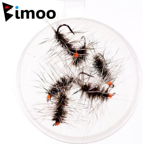 Bimoo 6PCS Trout Fly Griffiths Gnat River Dry Fly Trout Fishing Flies Gear Grayling Fly Gray Palmer Size 16 18 20