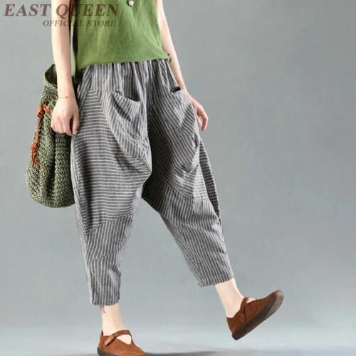 Palazzo culotttes femme wide leg pants women Chinese loose baggy ladies elegant linen sexy pants trousers AA4039