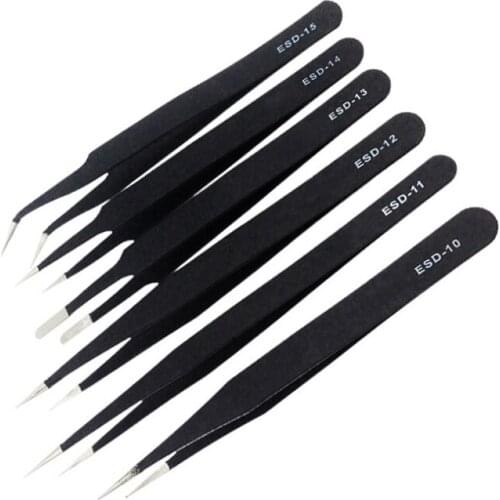 ESD Tweezers Electronics Repair Tools for Repair Electronic Component capacitors resistors IC chip and various PCB boards DIY