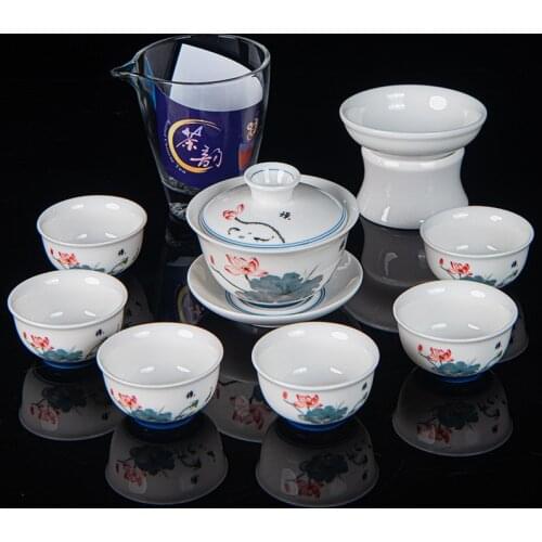 Mutton fat jade porcelain tea sets of high-grade ceramic kung fu tea set with gift box