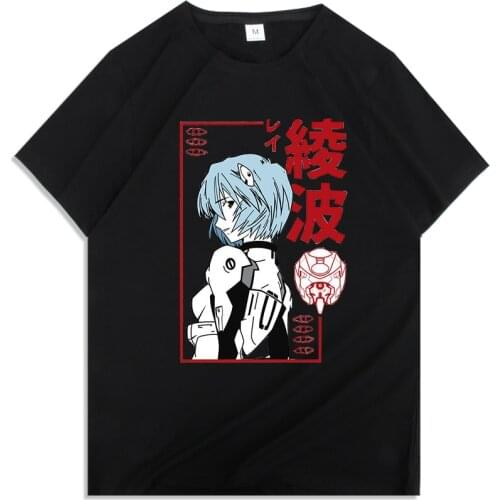 Men T-shirt Print Anime Graphic Ayanami Rei Ikari Shinji Asuka Langley Soryu Summer Tshirts Streetwear Harajuku T-Shirt