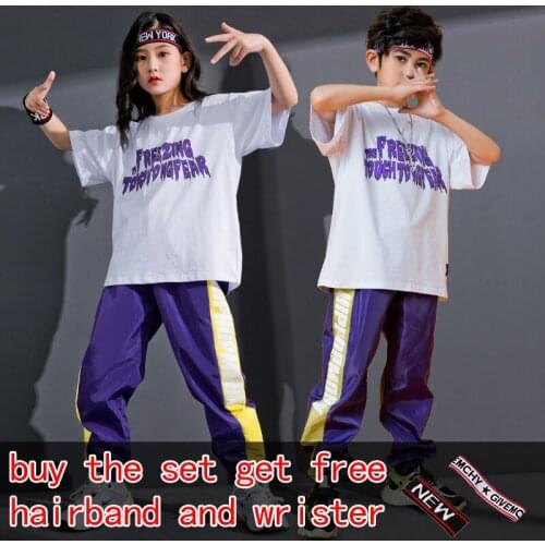 Pally elves Boys Girls White Letter Pattern T-shirt Running Pants Children Active Outfit