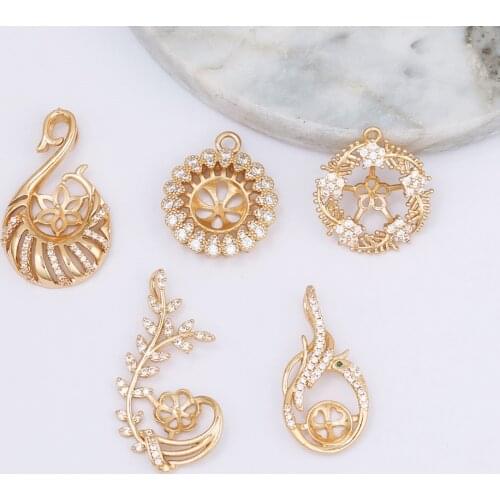 HAOSAW 2Pcs Jewelry Findings/Blank Tray/DIY Making/Hand Made/CZ Charms/Pendants For Earrings & Necklace/Jewelry Accessories