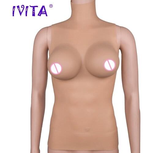 IVITA 3135g Top Quality Artifical Silicone Breast Forms Half Body Breast Forms For Crossdresser Shemale Transgender Enhancer