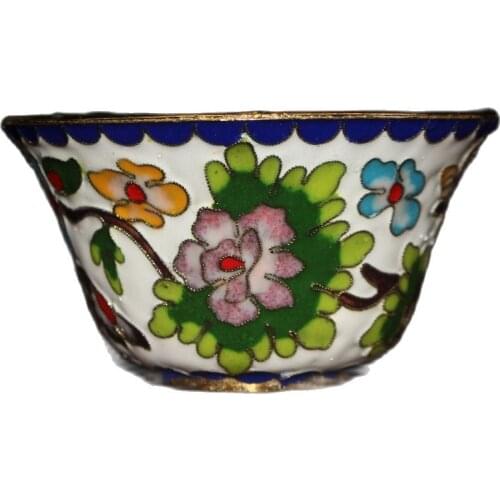 Chinese old craft Red copper cloisonne pattern bowl