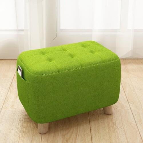 Solid wood square stool fabric sofa Footstool Ottomans home living room bench change shoes stools With side storage mx9191148