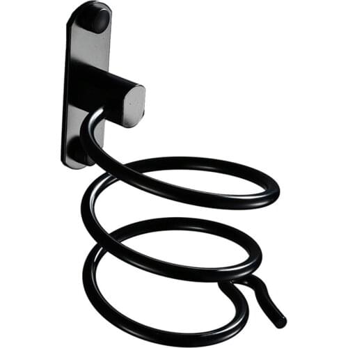 Matt Black Hair Dryer Holder Organizer Wall Mounted Bathroom Washroom Accessories Storage Shelf Hanging Rack Spiral Hair Styling
