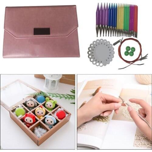 Leather Bag Circular Knitting Needles Set Interchangeable Crochet Needles Yarn Knitting Accessories Kit