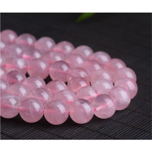 Natural Rose Quartz 4-12mm round Gemstone beads for 925 sterling silver Jewelry Making Necklace Bracelet 15inch ICNWAY