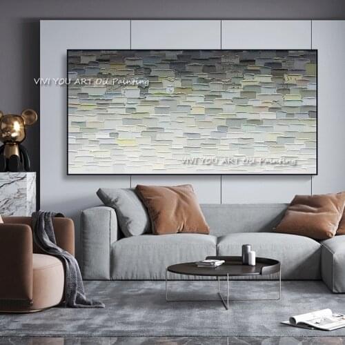 Original Abstract Art Painting Grey Oil Painting Posters Handmade Wall Art Canvas Pictures for Living Room Home Decoration