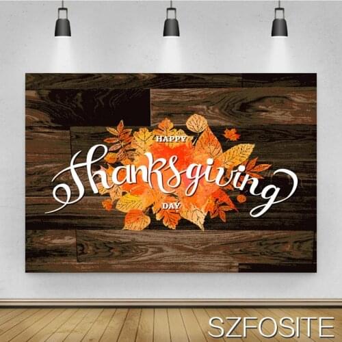 Autumn Maple Leaf Retro Wood Backdrop Thanksgiving Relatives Party Family Festival Table Decoration Photography Photo Background