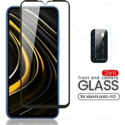 Poco m 3 case camera lens protective cover for xiaomi pocophone poxo poko poco m3 pocom3 tempered glass screen protector film