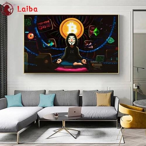 Full Square Diamond Painting Cartoons art, bitcoin, meditation Mosaic Needlework Picture Of Diamond Embroidery Sale Home Decor