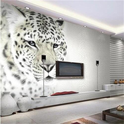 Simple modern wallpaper TV background wall living room video wall bedroom personality mural leopard leopard arbitrary size