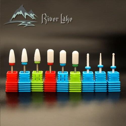 RIVER LAKE High quality 1PCS medium ceramic flame nail drill bits electric nail manicure pedicure nail art tools cutter machine
