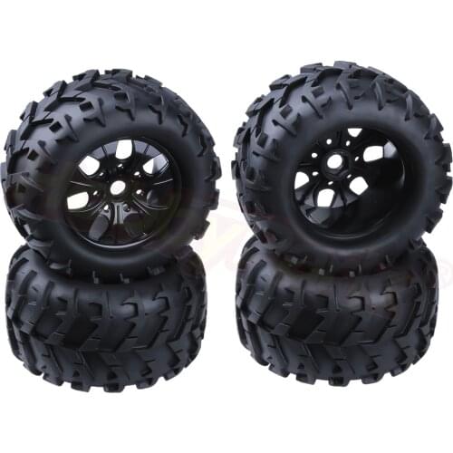 RC 1/8 Monster Truck 3.2" Tires & Wheel Rims with Foam Inserts 17mm Hex Hub Baja Tyre for Redcat Traxxas HSP Exceed (Set of 4)
