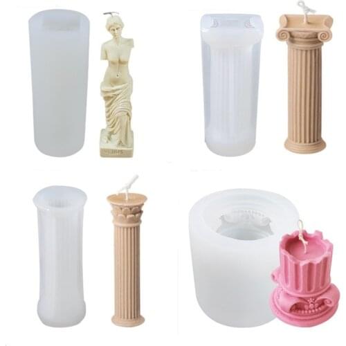 Human Sculpture Aromatherapy Silicone Candle Molud for Handmade Plaster Candle European Roman Column Venus Ornaments Handicraft