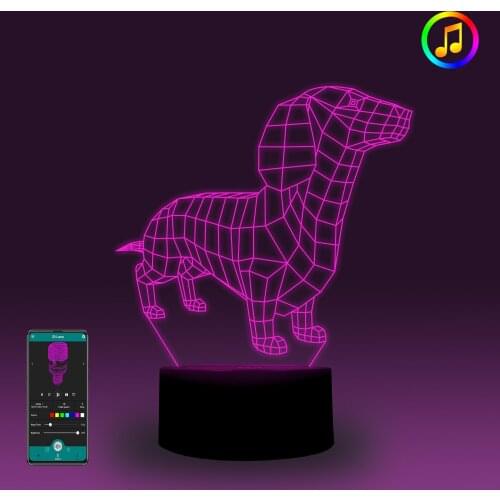 Dog 3D Illusion Lamp 3D LED Lamp Music Sync Night Light Kids Room Decoration Birthday Gift For Boy