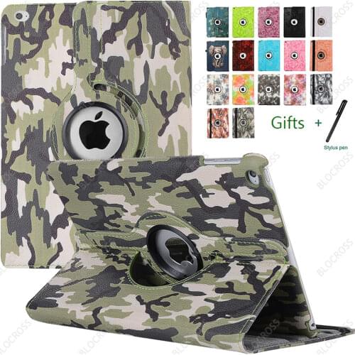 360 Degree Rotating Multicolor Smart PU Leather Cover for ipad 2/3/4 9.7"-ipad Air1/2 9.7"-ipad (7th/8th Gen) 10.2" Tablet cover