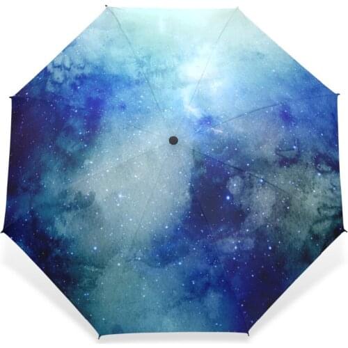 Starry Sky Windproof Umbrellas Fully-automatic Open Pongee Compact Durability Three-folding Women Men Rain Umbrella