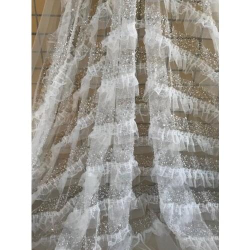 Embroidery african lace fabric SYJ-388886 french mesh tulle with beads and sequins nigerian fabrics 5 yards/pcs