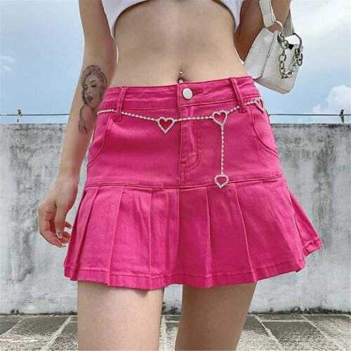 Lady Slim Ruched Denim Skirt Streetwear Sexy Skirt With Flared Hem Casual Solid Color Mini A-line Skirt Fashion Cute Sweet Style