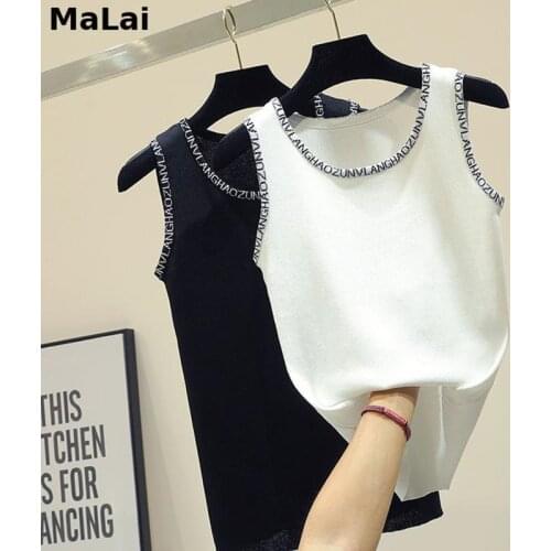 2021 New Women Corset Tops Camisole Women Embroidered Crew Neck Sleeveless Knitwear Women Tank Crop Top For Women