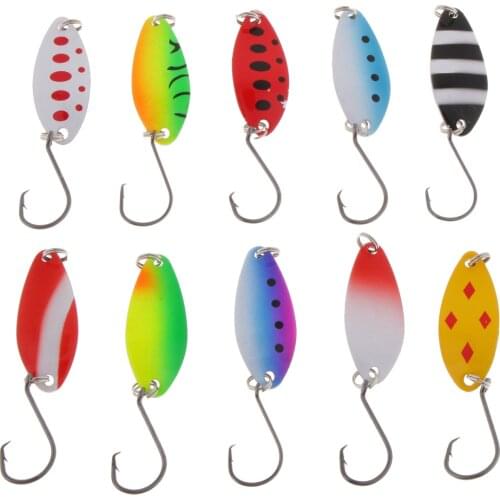 10 pcs Metal Fishing Lures Single Hook Spinner Baits & Spoons Freshwater Saltwater Bass Salmon Trout Fishing Lure