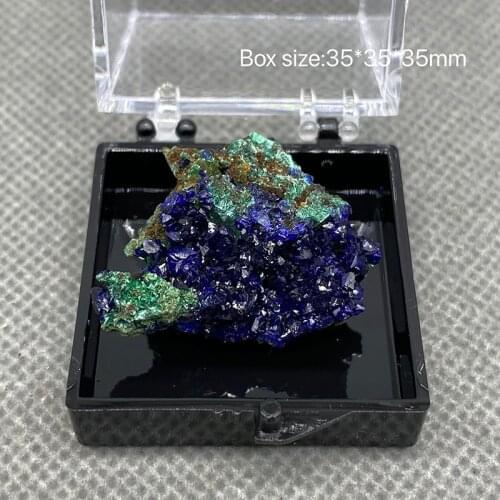 100% Natural beautiful Azurite and Malachite symbiotic mineral specimen crystal Stones and crystals Healing crystal Box:35mm