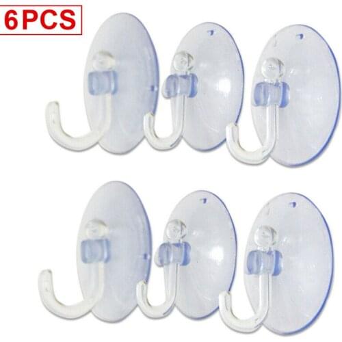 3/ 6pcs Transparent Suction Cup Hooks Kitchen Bathroom Glass Window Wall Hooks Hanger Strong Suction Cup Suckers Hooks Holder