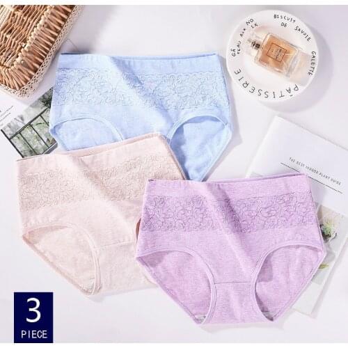 3Pcs/lot Asian Size High Waist Laces Physiological Period Panties Leak Proof Breathable Underwear Women Menstrual Sexy Warm A7