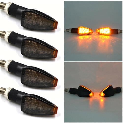 4pcs/set Universal Motorcycle LED Turn Signals Long Short Turn Signal Indicator Lights Blinkers Flashers Amber Color Accessories