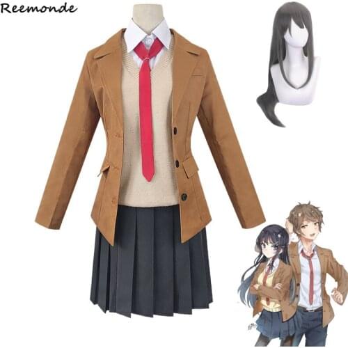 Anime Seishun Buta Yarou wa Bunny Girl Senpai no Yume wo Minai Azusagawa Sakuta Cosplay Costumes Sakurajima Mai Uniform Full Set