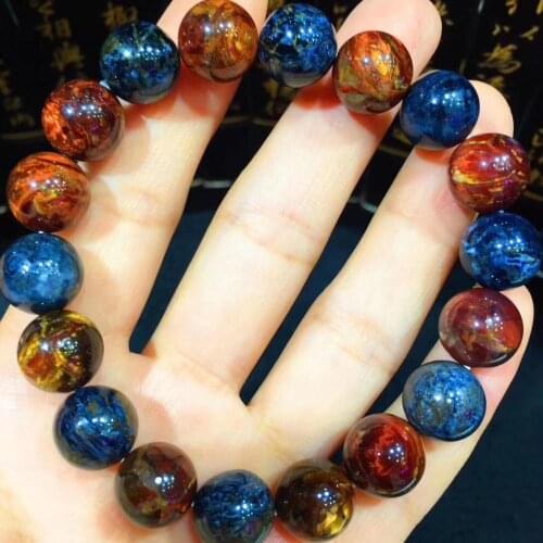 11.3mm Natural Red Blue Pietersite Bracelet Fire Round Beads Bracelet For Women Men Stretch From Namibia Genuine AAAAA