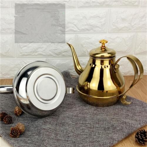 1.2L/1.8L Teapot Stainless Steel Silver Gold Office Teapots Noble Style Practical Home Heat Resistant Tea Coffee Container