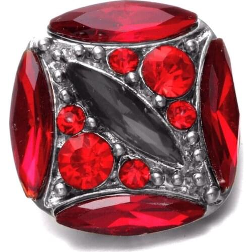 Pure Red Rhinestone Shape Metal Charms 18mm Snap Button Jewelry For Snap Bracelet Snaps Jewelry KZ0595