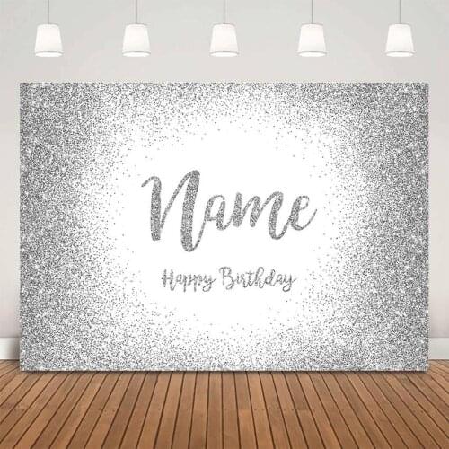 Sliver birthday backdrop Happy birthday background for photo studio photocall customize personalize Glitter dots