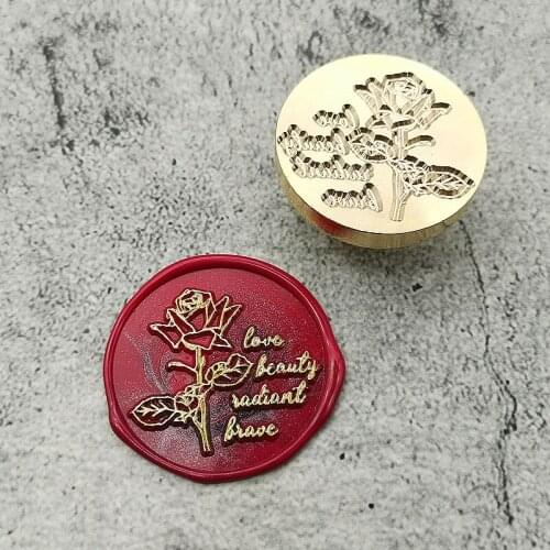 Stamp head of Rose flower with letters Sealing stamps Retro Wood Stamp Wax Seal Stamp Wedding Decorative sealing Stamp wax seals