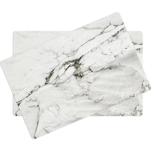 2PCS PVC Table Mat Waterproof Oil-proof Non-slip High Temperature Heat Insulation Marble Stripe Design Table Mats for Dinner