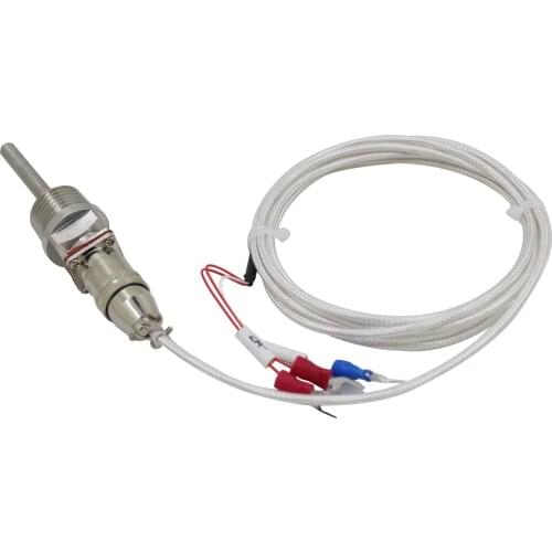 L50-300mm BSP 1/2" Stainless steel -50 to 300 Degree Temperature Transducer Probe PT100 Temperature Sensor With 2m Cable Wires